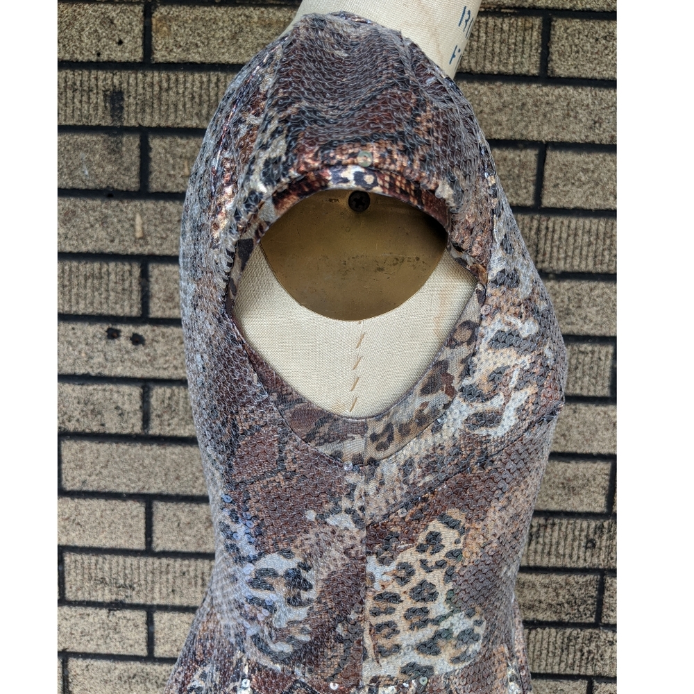 Betsey Johnson cheetah sequins party dress 6 - Picture 3 of 7
